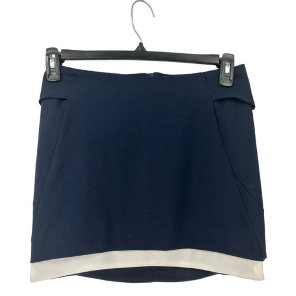 NWT Pinky Otto Navy/White Two Tone‎ Day A Line Mini Skirt Small